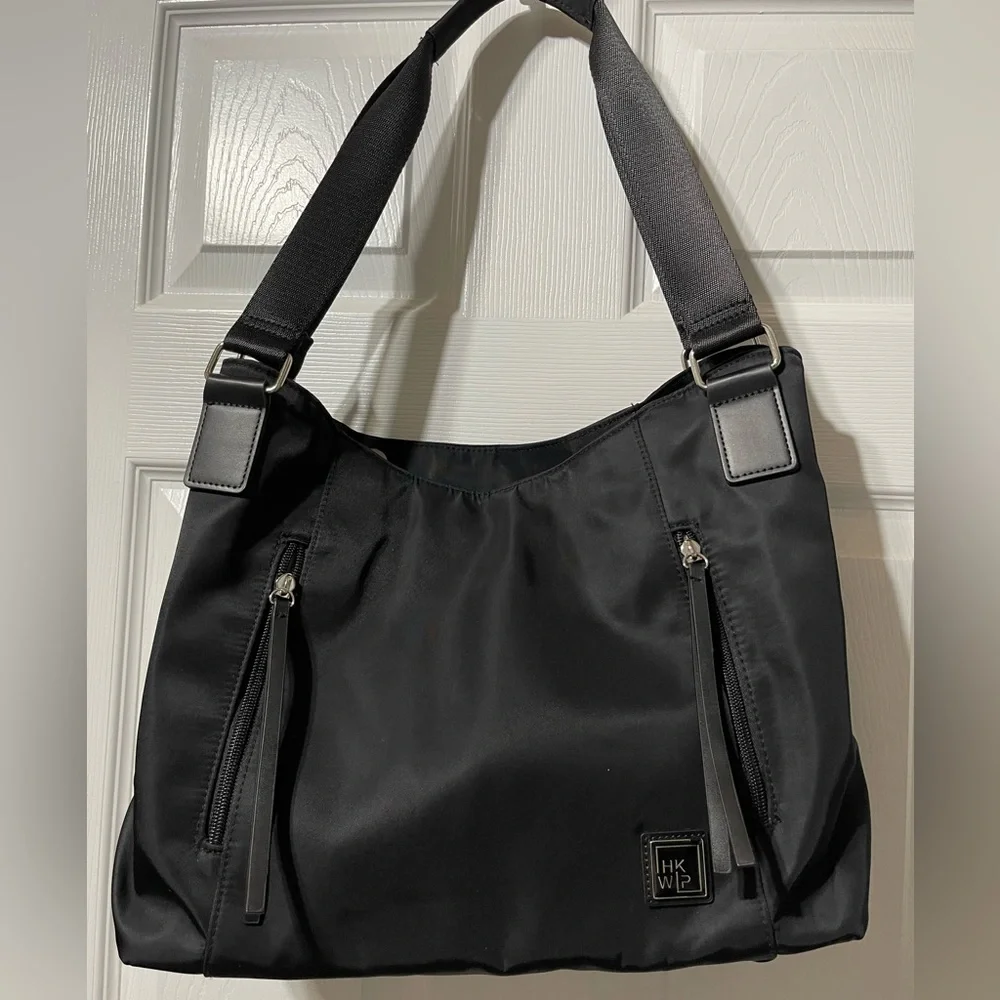 IHKWP Black Nylon Hobo Bag